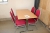 Table, 70x120 cm. + 4 chairs, red fabric