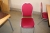 Tisch, 70x120 cm. + 4 Stühle, rotem Stoff