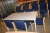 Tabelle Paustian + 6 Stühle w. Blauen Stoff.