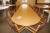 Magnus Olesen Conference table with 16 matching chairs with armrests, blue fabric. Total table long 6.60 m.