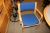 Magnus Olesen table, round Ø: 120 cm. + 4 Magnus Olesen chairs with armrests, blue fabric