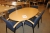 Magnus Olesen table, elliptic + 6 Kinnarps chairs, armrests and blue fabric