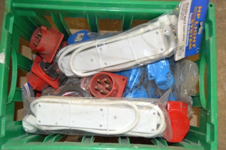 Box with various electrical plugs