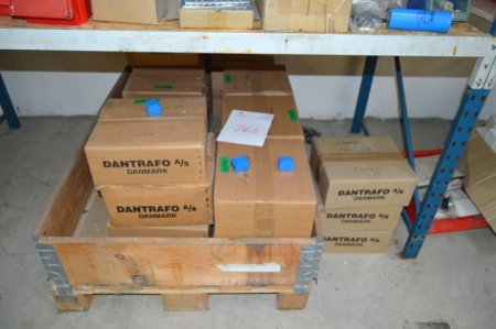 Approximately 19 boxes with transformer components from Dantrafo