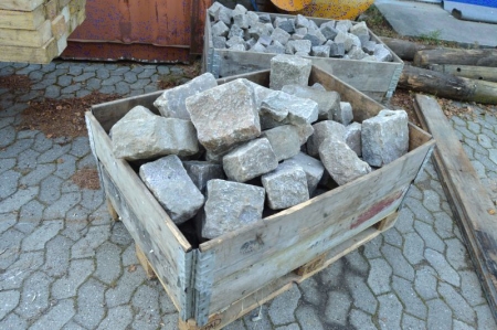 1 pallet frame with stones. Pallet and frame not included