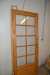 Inside door, untreated pine square cuts and glazing. Studded. Frame dimensions, wxh, ca. 89 x 209