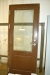 Eingangstür, Holz, braun, nobben. Glasfüllung. Rahmenabmessungen, B x H: ca. 85 x 211 cm