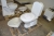 2-skyl toilet, Gustavsberg + håndvask, bxd, ca. 56 x 43 cm + armatur. Palle medfølger ikke