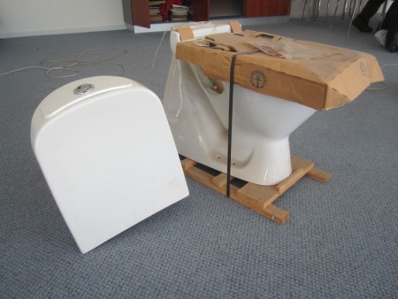 Toilet with cistern, Gustavsberg, floor model, unused