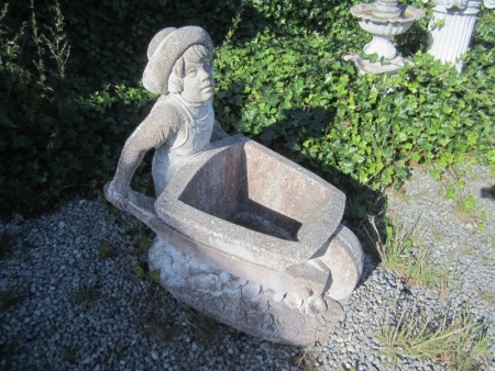 Figure-boy with a wheelbarrow in Lahema marble cast