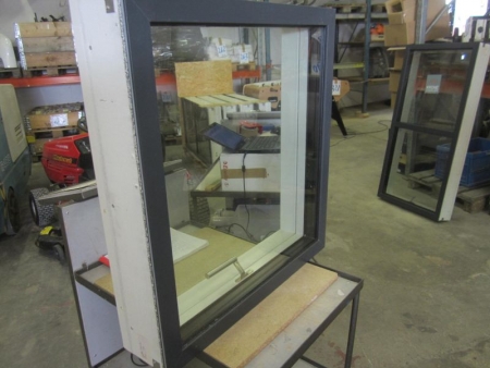 Alu / composite / wooden Ecliptica exterior frame 70,4xh74,4x16 cm, top-down with 3-layer clear glass, color anthracite / white, unused window from unsuccessful projects