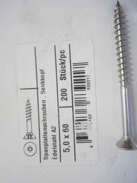 Stainless steel screws 1100 paragraph 5,0x60 mm