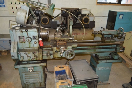 Lathes, labeled Ciutar. Drilling approximately 35 mm, approx Centerheight 180 mm. Carriage Length about 24- 800 mm 2000 rpm. Refrigerant. Various accessories