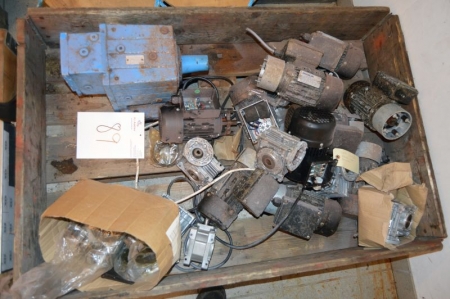 Pallet with various motors, gears and pulleys