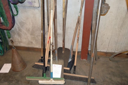 Lot brooms, buckets and mops