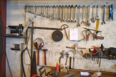 Content on the wall: miscellaneous hand tools etc.