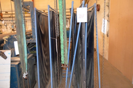 6 racks with welding curtain