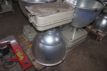 2 stk. Industrilamper, Glamox, GDH 400 HG, 851, F-1x-400 W, 220 v -  50 HZ H: 60 cm Ø56 cm