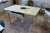 Gl bord med skuffe og marmorplade 140 x 80 cm lidt skadet i kanter