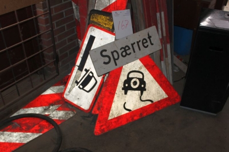 Various signs and traffic control equipment