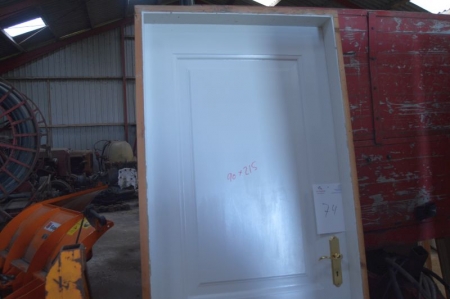 Door, wood, white, with frame. Frame dimensions approximately 90 x 215 cm