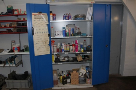 Steel cabinet containing miscellaneous consumables