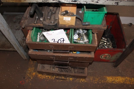 Assortment boxes with various hydraulic fittings, etc.