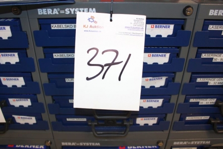 Berner sortiment kasse med 5 skuffer med indhold af kabelsko + durable