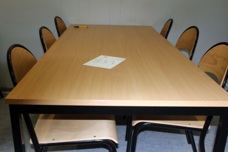 Canteen table 180 x 80 cm with 6 chairs