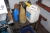 Box with div lifting equipment + table containing bottles with oils etc.