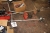 Party brushcutters + spare parts for chain saws, etc. Stand unknown