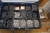 Berner sortiment kasse med 5 skuffer med indhold af spændbånd + pinolskruer + bor