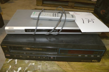 VHS machine branded E.E.C + DVD player, Sony
