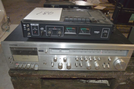 Cassette Recorder, Hitachi + radio with cassette, labeled High Tone
