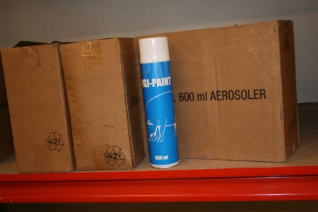 Mærkefarve, blå, 4 kasser med 10 stk/kasse á 600 ml. Arkivbillede