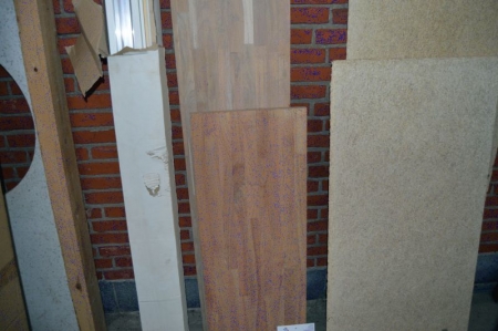 Limtræsplanke, oak, ca. 199 x 37 x 4 cm + limtræsplanke, oak, ca. 105 x 38.5 x 3 cm + miscellaneous troldtektplader