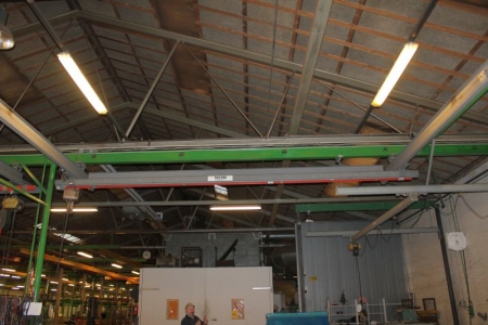 Overhead travelling gantry crane with 2. electric hoists, Demag 250 kg and GIS 250/500 kg