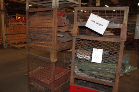 8 steel cages containing various welding hoses + welding curtains + iron, etc.