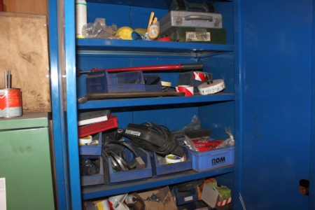 Steel cabinet containing consumables + tools electric parts