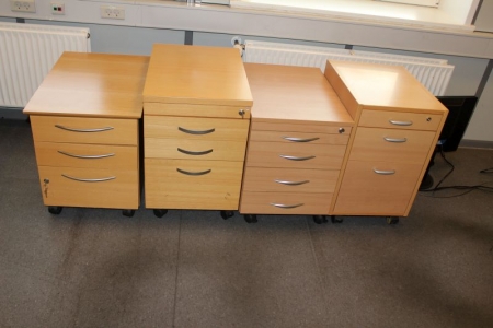 4 pcs. drawer sections on wheels