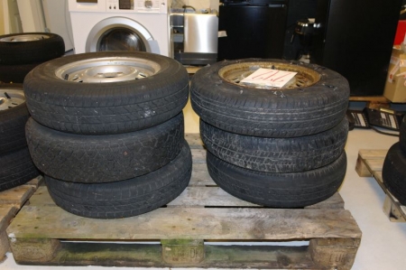 6 pcs. 13" trailer wheels. different type tyres