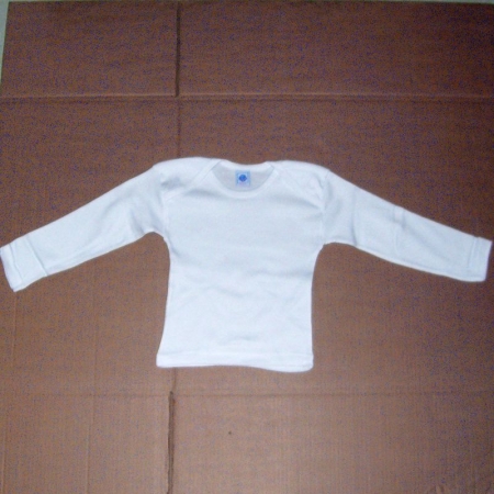 50 stk. T-shirt til børn , med lange ærmer , Hvid ,100 % bomuld ,  10 stk  18/24 mdr. - 20 stk. 3-4 år - 20 stk. 5-6 år