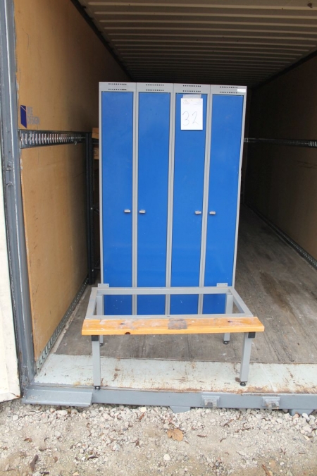 4-compartment locker locker with bench