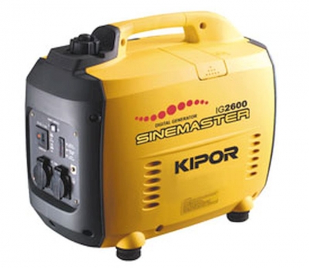 Ny Benzingenerator "Kipo" støjsvag 2600W.                                        Netspænding: 230 Volt/12 V. Motor: 3,0 HK 4 takt. Driftid: 3 timer