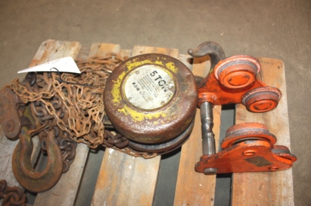 Chain hoist, 5 ton. Travelling carriage