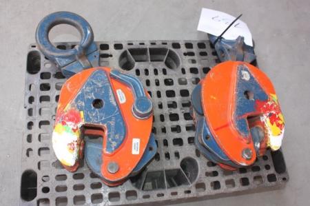 2 clamps for sheet metal, 0-25 mm. 3000 kg