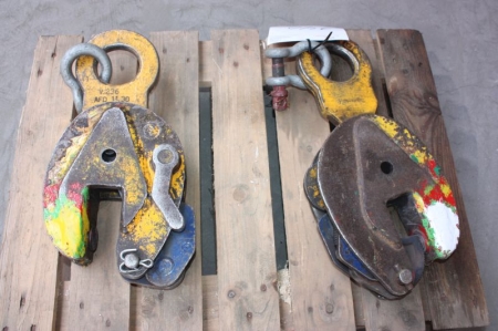 2 clamps for sheet metal, 0-25 mm. 4000 kg