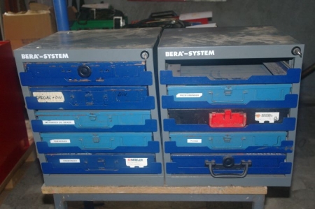 System moduler, Bera, 2 stk med 9 skuffer, Ca. H 43 cm x B 38 cm x D 35 cm