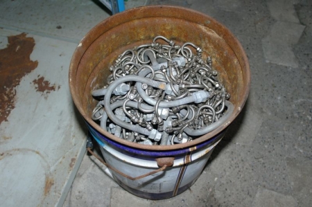 Bucket with various U-hangers in different sizes