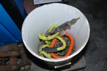 Bucket with diverse; chain, flame cutter handle with more